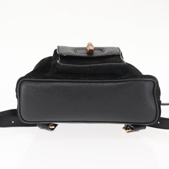 GUCCI Bamboo Backpack Suede Leather Black Auth BA6791 main image 12